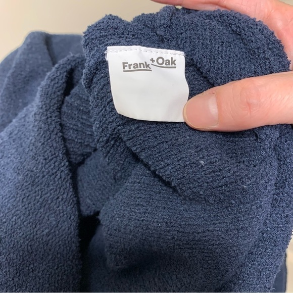 Frank & Oak Knit Pullover Sweater Men XL Navy Blue Textured Crew Neck Minimalist - Picture 8 of 13